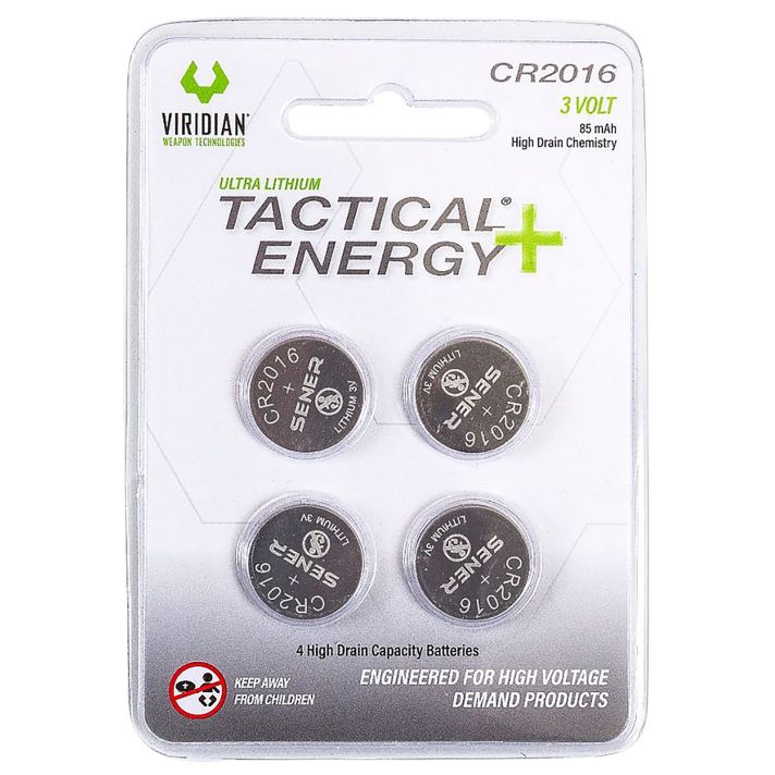 Viridian 3500013 CR2016 Lithium Battery Tactical Energy Silver 3.0 Volts 85 mAh (4) Single Pack