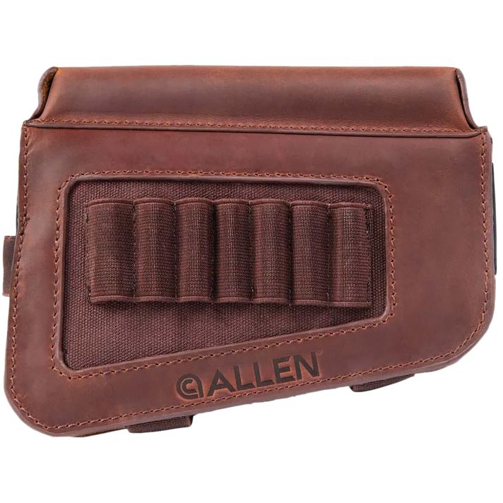 Allen 8519 Westcliff Buttstock Cartridge Carrier 7rd Leather Rifle Buttstock Mount Features Raised Cheek Piece