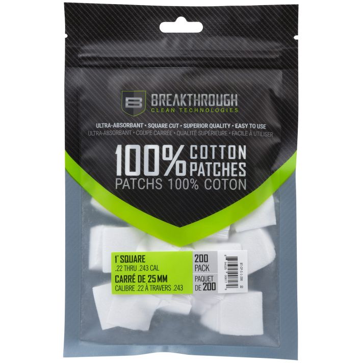 Breakthrough Clean BTCPS1200 Square Patches .22-243 Cal 200 pieces