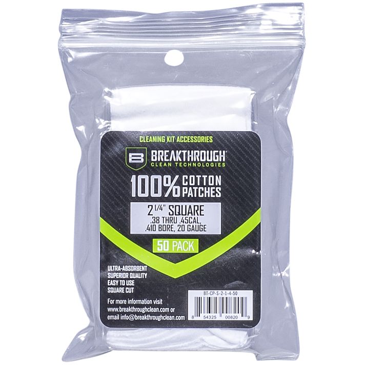 Breakthrough Clean BTCPS21450 Square Cleaning PatchesFor .38-.45 Cal & .410-20 Gauge 2.25" 50 Pack/6 per case