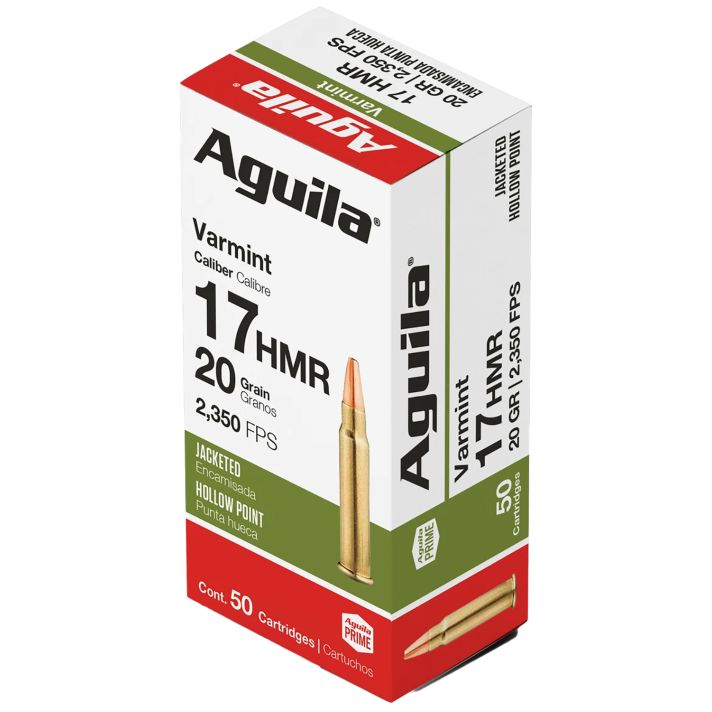 Aguila 1B222347 Target & Range Varmint 17HMR 20gr Jacketed Hollow Point 50 Per Box/20 Case