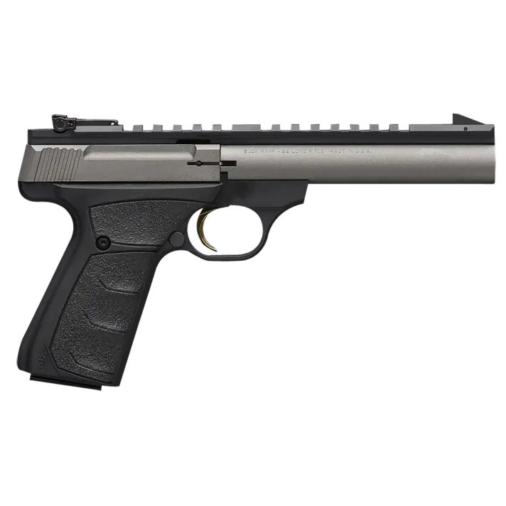 Browning 051586490 Buck Mark Field/Target 22 LR 10+1 5.50" Tungsten Gray Cerakote Steel Bull Barrel & Serrated Steel w/Picatinny Rail Slide, Matte Black Alloy Receiver Black Polymer Grips