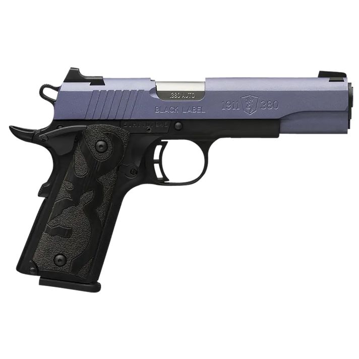 Browning 051985492 1911-380 Black Label Full Size Frame 380 ACP 8+1 4.25" Matte Stainless Steel Barrel, Crushed Orchid Cerakote Steel Slide, Matte Black Aluminum/Composite Frame, Black Polymer Grip