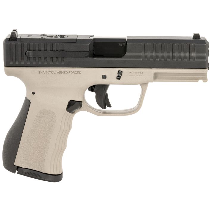 FMK FMKG49TG G39mm Luger 14+1 4" Stainless Steel Barrel, Black Optic Cut/Serrated Carbon Steel Slide, Titanium Gray Polymer Frame w/Picatinny Rail, Black Backstrap Grip