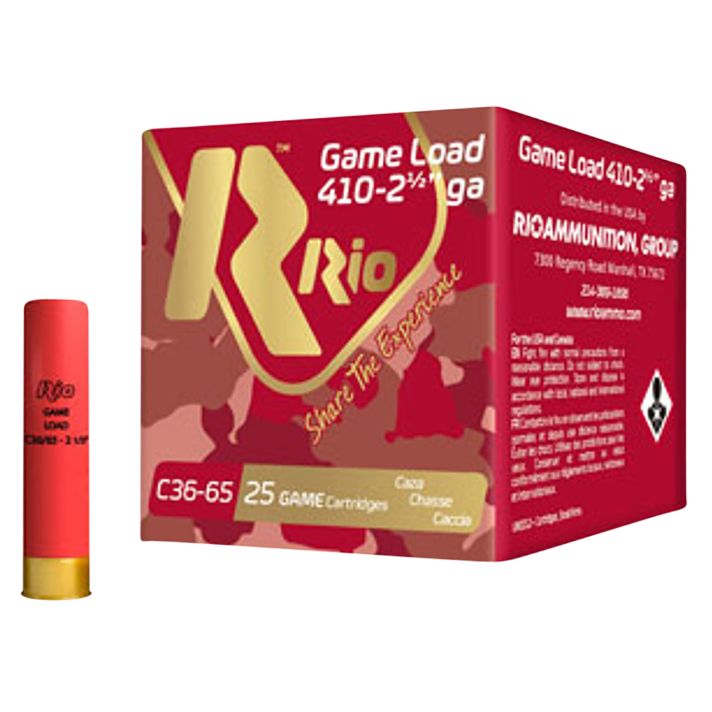Rio Ammunition RC368 Game Load Heavy Field 410Gauge 2.50" 1/2oz 8Shot 25 Per Box/10 Case