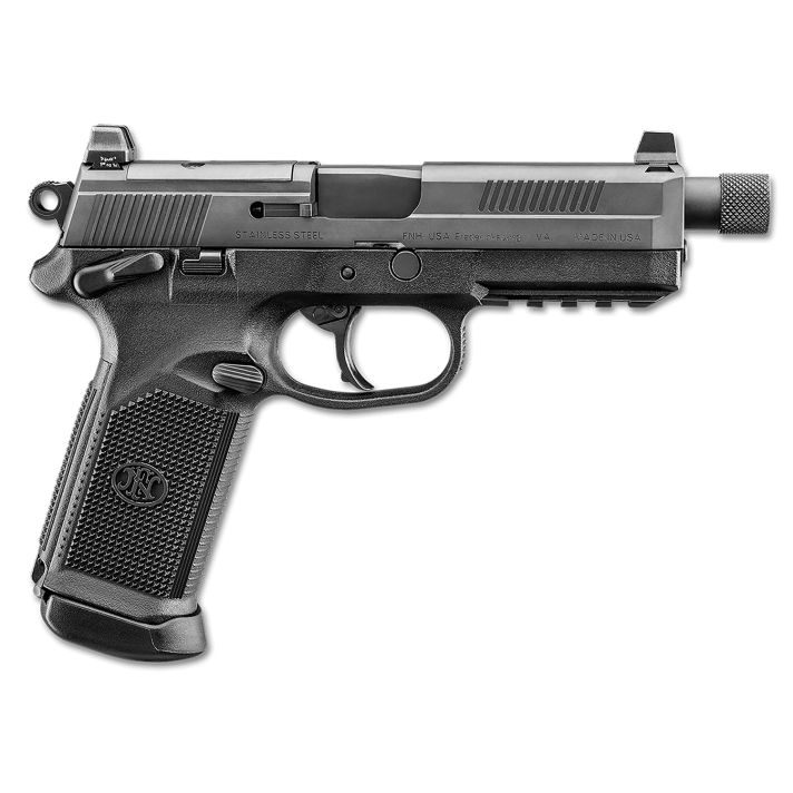 FN 66101633 FNX Tactical Bundle 45 ACP 10+1 5.30" Black Steel Threaded Barrel, Black Serrated Stainless Steel Slide, Black Polymer Frame w/Picatinny Rail, Ambidextrous, 5 Magazines