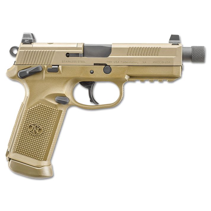 FN 66101635 FNX Tactical Bundle 45 ACP 10+1 5.30" Black Steel Threaded Barrel, Flat Dark Earth Serrated Stainless Steel Slide & Polymer Frame w/Picatinny Rail, Ambidextrous, 5 Magazines