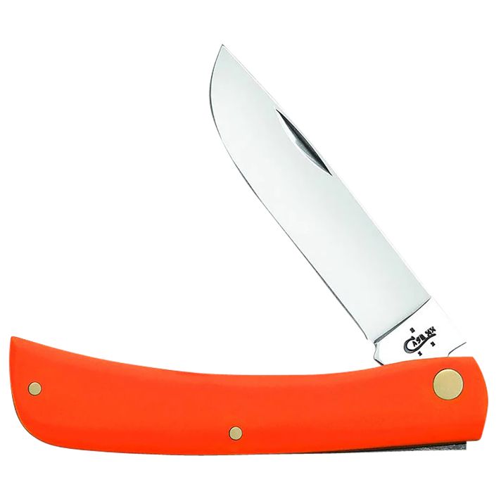 Case 80512 Sod Buster3.30" Folding Skinner Plain Mirror Polished Tru-Sharp SS Blade, Smooth Orange Synthetic Handle
