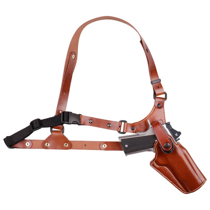 Galco GA880R Great Alaskan Chest Holster Fits Chest Up To 54" Tan Leather Shoulder/Torso Strap Fits Springfield XDM Elite Right Hand