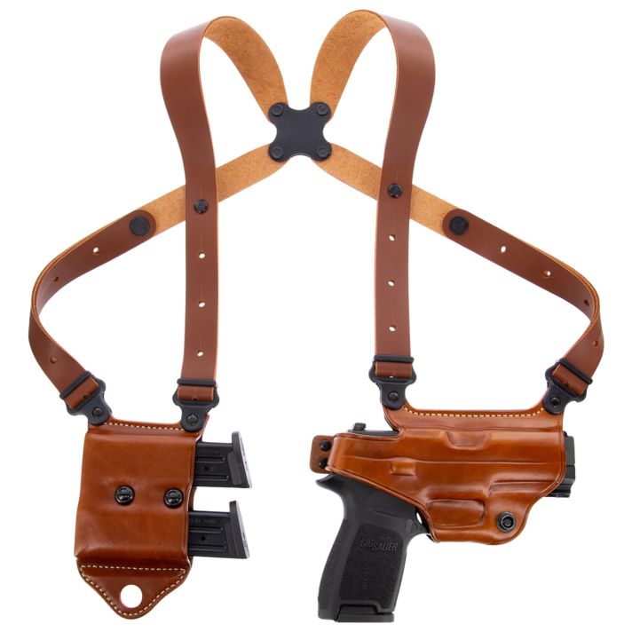 Galco MCII820 Miami Classic II Shoulder System Fits Chest Up To 56" Tan Leather Harness Fits Sig P320/M17/M18/Taurus G2/G3/G3C Right Hand