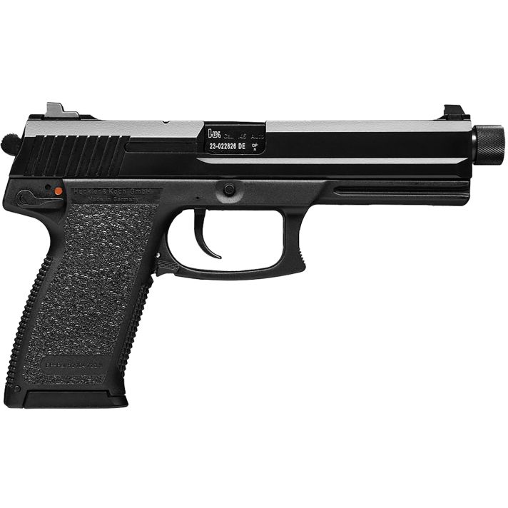 HK 81000078 Mark 2345 ACP 12+1 5.87" Black Steel Threaded Barrel, Serrated Steel Slide, Polymer Frame, Black Polymer Grip, Ambidextrous
