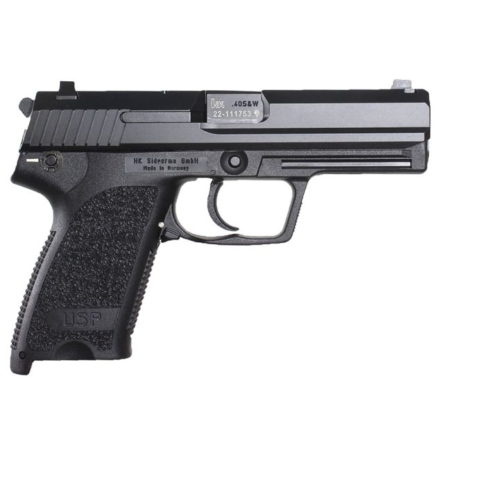 HK 81000322 USP V1 SA/DA 45 ACP Caliber with 4.41" Barrel, 12+1 Capacity, Overall Black Finish, Serrated Trigger Guard Frame, Serrated Steel Slide & Polymer Grip Includes 2 Mags