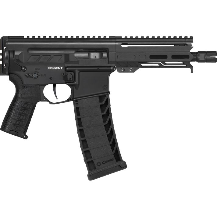 CMMG 94A6867AB Dissent MK4 9mm Luger 33+1 6.50", Black, Picatinny Brace Adapter, 5.50" M-LOK Handguard, Left Side Charging Handle, Zeroed Linear Comp, Zeroed Drop-In Single Stage Trigger