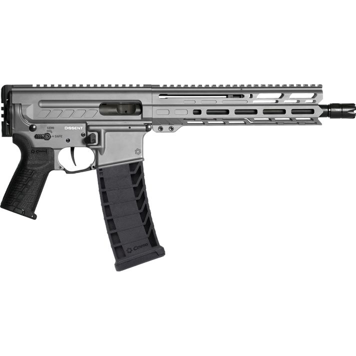 CMMG 94A8041TNG Dissent MK4 9mm Luger 33+1 10.50", Tungsten Gray Rec, Picatinny Brace Adapter, 9.60" M-LOK Handguard, Left Side Charging Handle, Zeroed Linear Comp, Zeroed Drop-In Single Stage Trigger