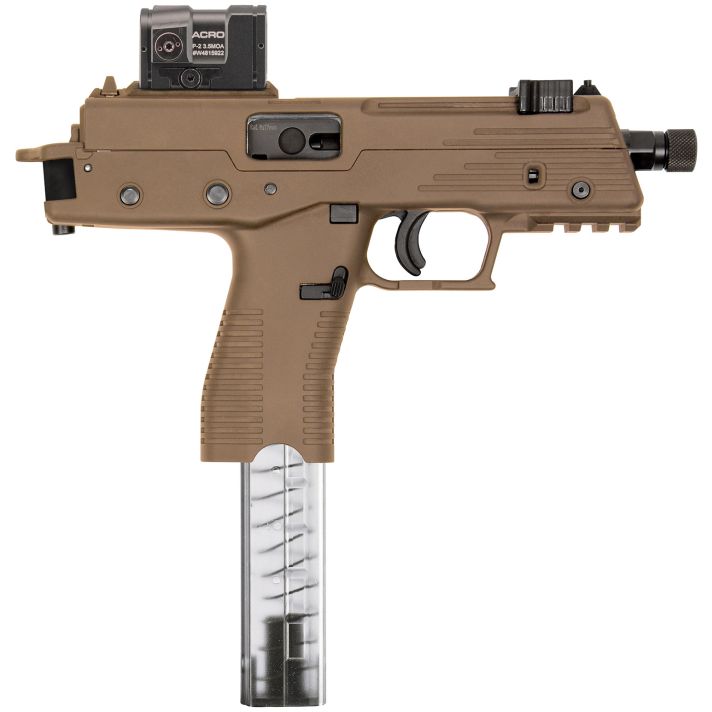 B&T Firearms BT42001USCTTB TP380380 ACP 30+1 5" Black Threaded Barrel, Coyote Tan Aluminum Receiver, Coyote Polymer Grips, Aimpoint Acro P-2