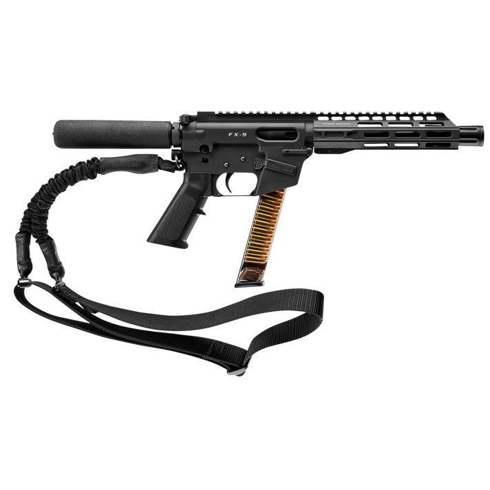FREEDOM ORDNANCE FX9P8T FX-99mm Luger 32+1 8", Black, M-LOK Handguard, Padded Buffer Tube, A2 Grip, 3" Faux Suppressor, Includes Sling