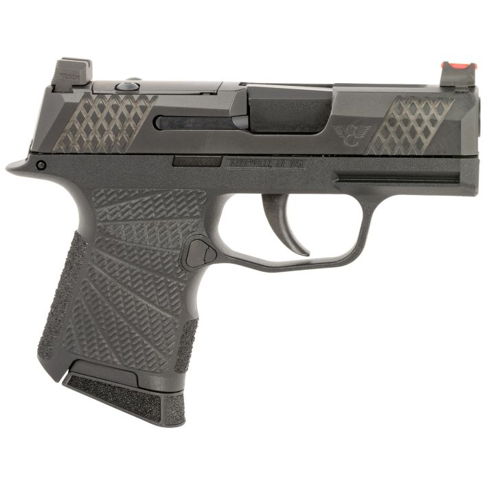 Wilson Combat SIGWCP3659BSR P3659mm Luger 10+1 (2) 3.10", Black, RMRSc Optic Cut Slide with X-Tac Pattern Serrations, Polymer Frame, Sunburst Grips, Optic Height Fiber Optic Sights, Standard Trigger