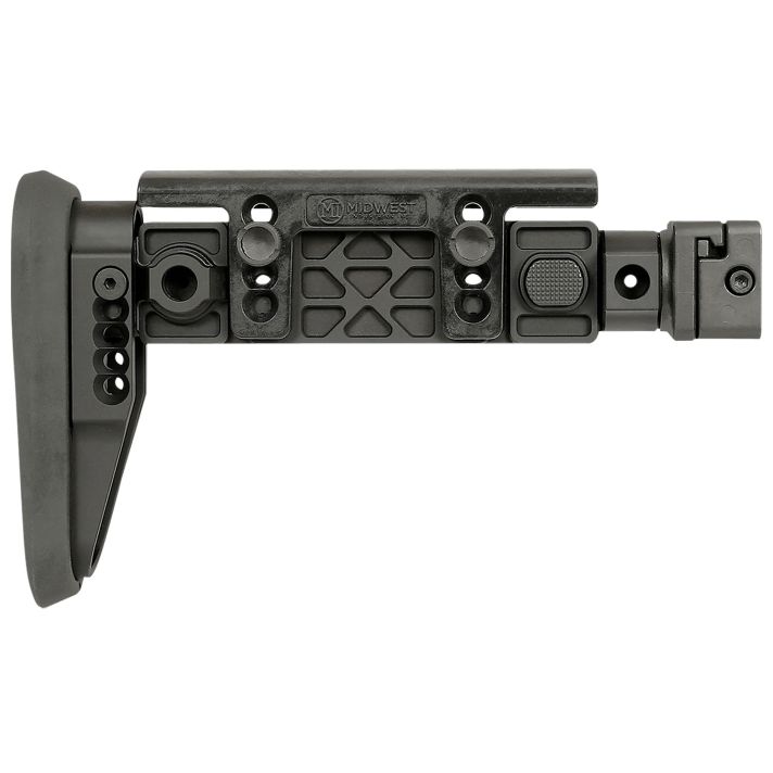 Midwest Industries MIAKALPHAFS Alpha Folding Stock Black Synthetic Side Folding Stock with Adjustable Cheekrest, Compatible w/ 1913 Picatinny Rail Adapter for AK-Platform