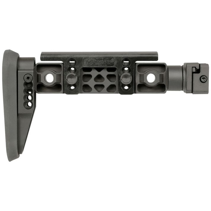 Midwest Industries MIALPHAFBSF Alpha Fixed Beam Black Synthetic Side Folding Stock with Adjustable Cheekrest, Compatible w/ 1913 Picatinny Rail Adapter