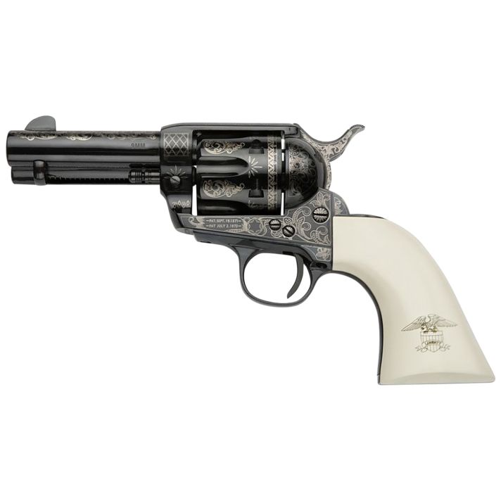 Pietta GW9LLE312NMUI Great Western II Liberty 9mm Luger 6rd 3.50" Blued Engraved Octagon Steel Barrel & Cylinder, Blued Engraved Steel Frame, Ultra Ivory w/Engraved Liberty Eagle Grip, Exposed Hammer