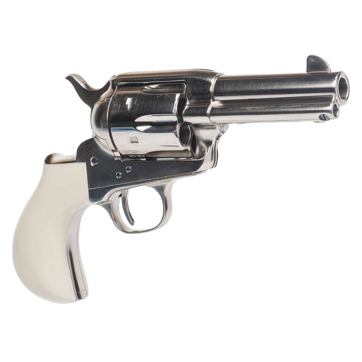 Cimarron CA346DOC Doc Holliday Thunderer Combo 45 Colt (LC) 6 Shot, 3.50" Nickel Barrel, Cylinder & Frame, White Birds Head Grips w/"Doc Holliday" Engraved In The Backstrap