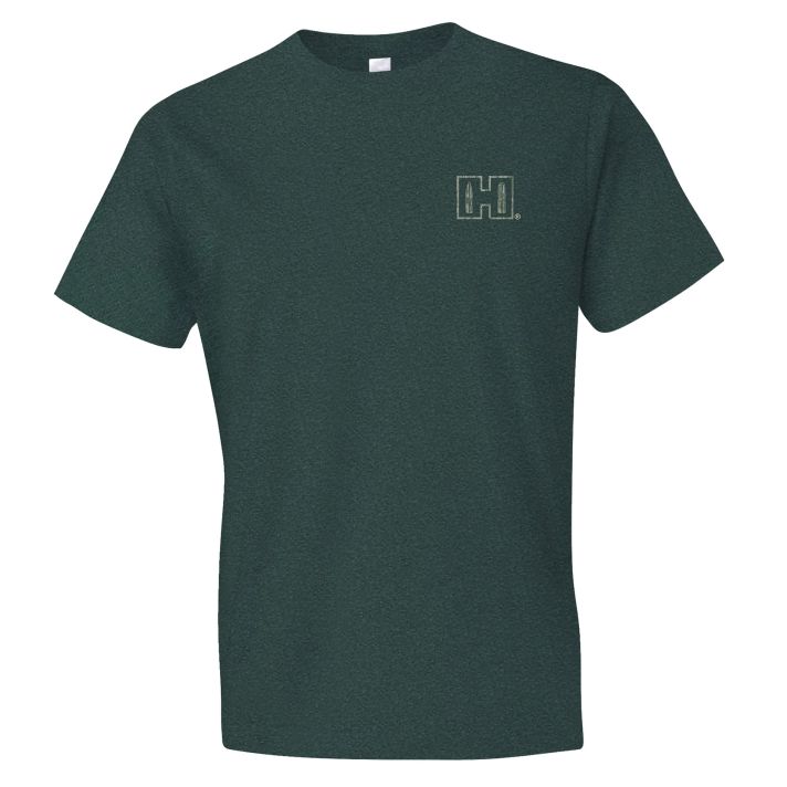 Hornady Gear 31791 Double RockerOlive Heather, Cotton/Polyester/Rayon, Short Sleeve Semi-Fitted, Small