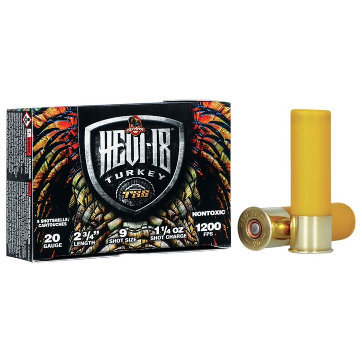 HEVI-Shot HS7109 HEVI-18 TSS Turkey 20Gauge 2.75" 1 1/4oz Tungsten 9Shot 5 Per Box/10 Case