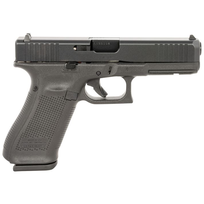 Glock UA175S201 G17 Gen5 Full Size 9mm Luger 10+1 4.49" Black GMB Barrel, Black nDLC Serrated Slide, Black Polymer Frame w/Accessory Rail, Black Polymer Grip, Ambidextrous USA Made