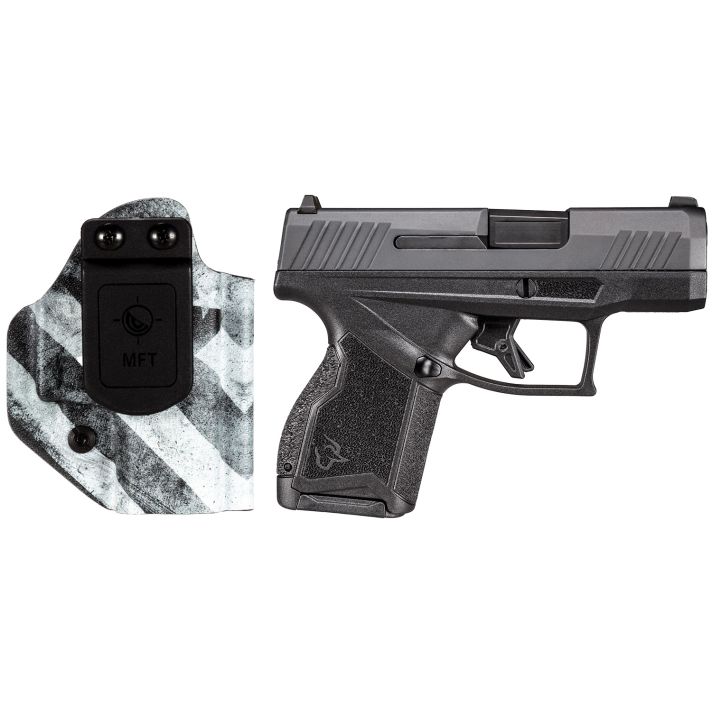 Taurus 1GX4M931CK7 GX49mm Luger 11+1 3.06" Satin Black DLC Steel Barrel, Black Nitride Serrated Slide, Black Polymer Frame w/ Interchangeable Backstrap Grips Includes B&W US Flag Holster