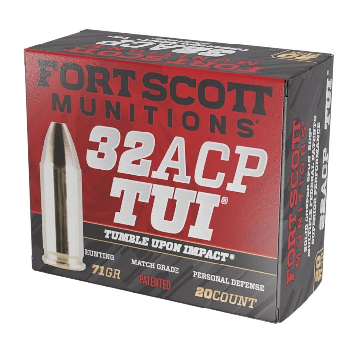 Fort Scott Munitions 32ACP71SCV Tumble Upon Impact (TUI)32ACP 71gr Solid Copper Spun 20 Per Box/25 Case