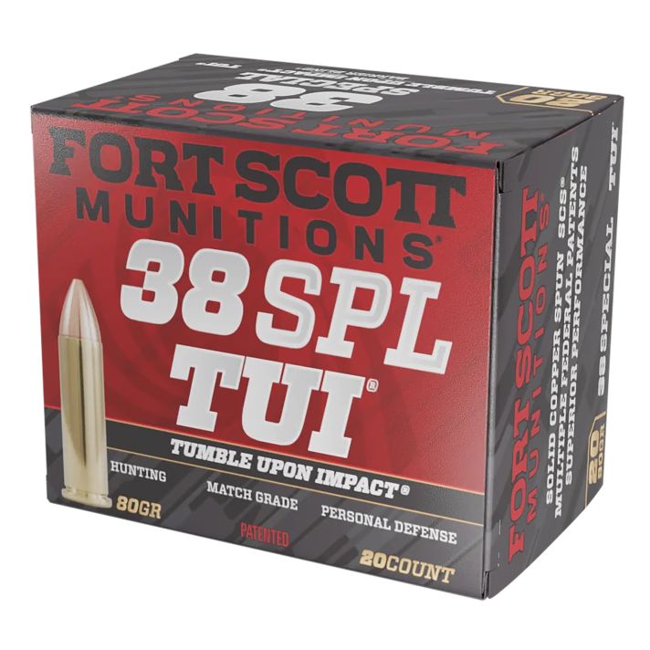 Fort Scott Munitions 38SPL080SCV Tumble Upon Impact (TUI)38Special+P 80gr Solid Copper Spun 20 Per Box/25 Case