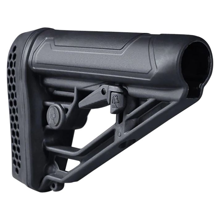ADAPTIVE TACTICAL AT02012 EX PerformanceAdj. Black Synthetic M4 Style, Vented Rubber Butt Pad, Swivel Stud, Fits AR-Platform (Mil-Spec Buffer Tubes)
