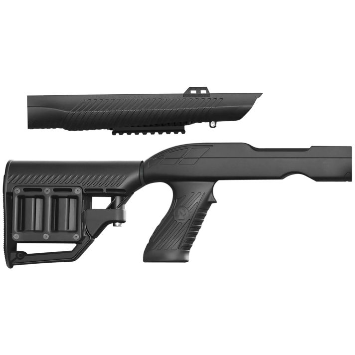 ADAPTIVE TACTICAL AT02020 Tac-Hammer RM4 Black Synthetic, Adjustable Stock with Magazine Compartments, Stowaway Accessory Rail, Fits Ruger 10/22 Takedown (Factory Tapered Barrel)