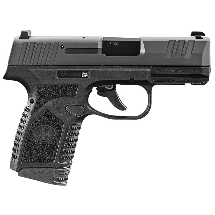 FN 66101408 ReflexMicro-Compact Frame 9mm Luger 15+1/11+1, 3.30" Black Target Crown Steel Barrel, Black PVD Serrated Steel Slide & Polymer Frame w/Picatinny Rail, Ambidextrous