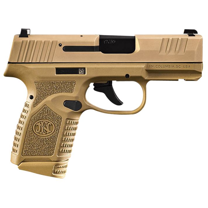 FN 66101409 ReflexMicro-Compact Frame 9mm Luger 15+1/11+1, 3.30" Black Target Crown Steel Barrel, Flat Dark Earth PVD Serrated Steel Slide & Polymer Frame w/Picatinny Rail, Ambidextrous