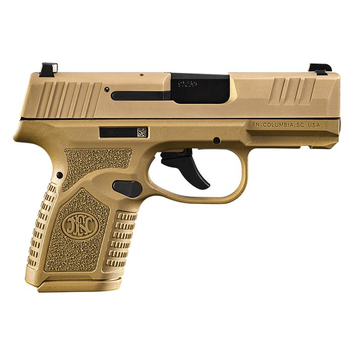 FN 66101413 ReflexMicro-Compact Frame 9mm Luger 10+1, 3.30" Black Target Crown Steel Barrel, Flat Dark Earth PVD Serrated Steel Slide, Flat Dark Earth Polymer Frame w/Picatinny Rail, Ambidextrous