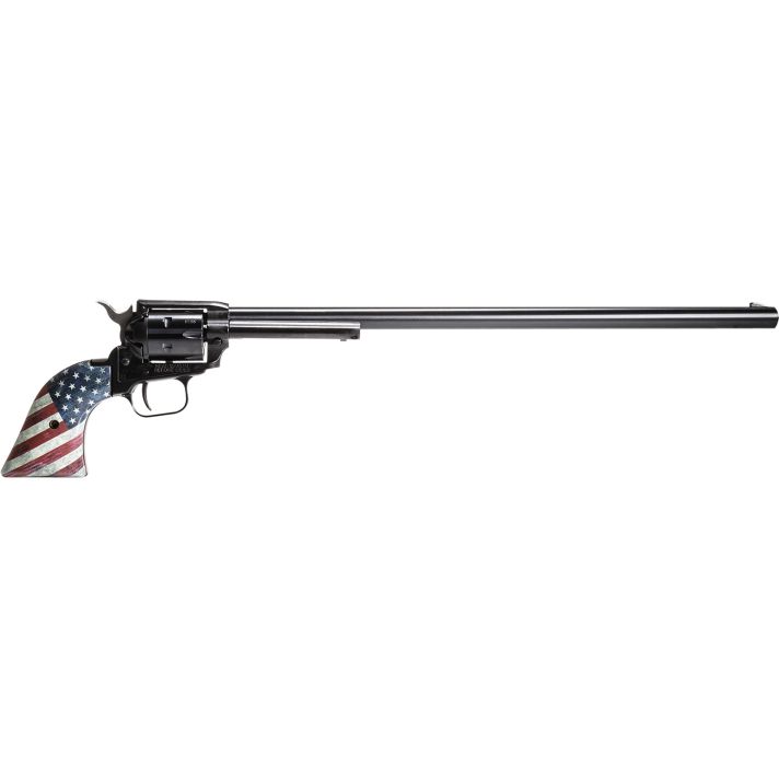 Heritage Mfg RR22B16USFLAG Rough Rider22 LR 6 Shot, 16" Black Oxide Steel Barrel, Black Oxide Zinc Alloy Frame, Black Oxide Cylinder, US Flag Grip, Manual Safety, Exposed Hammer