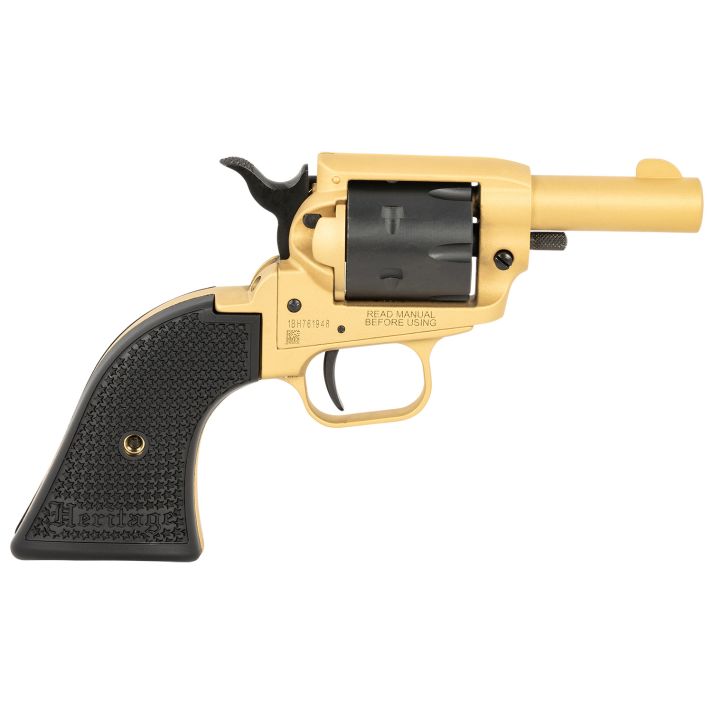 Heritage Mfg BK22SC Barkeep22 LR 6 Shot 2.68" Gold Cerakote Barrel, Gold Cerakote w/Black Accents Frame, Black Cerakote Cylinder, Black Star Polymer Grips