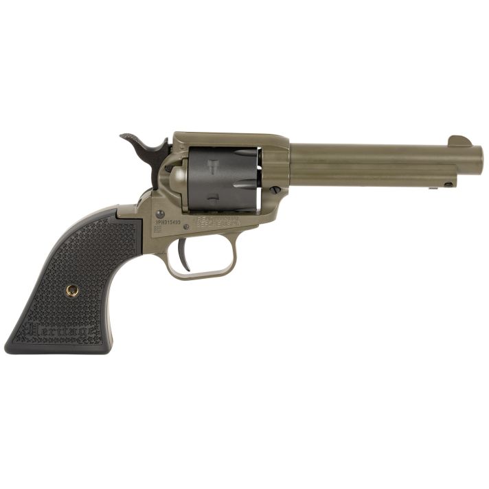 Heritage Mfg RR22T4 Rough Rider22 LR 6 Shot 4.75" OD Green Cerakote Barrel, OD Green Cerakote w/Black Accents Frame, Black Cerakote Cylinder, Black Star Polymer Grips