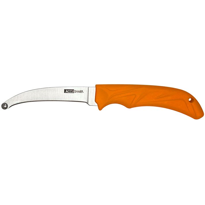 AccuSharp 734C AccuZip4" Fixed Plain Stainless Steel/ Blade Blaze Orange Ergonomic Anti-Slip Rubber Handle