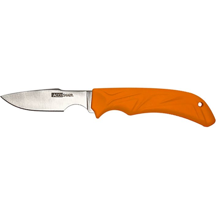 AccuSharp 731C CapingFixed Caping 3.50" Stainless Steel Blade/Blaze Orange Ergonomic Anti-Slip Handle