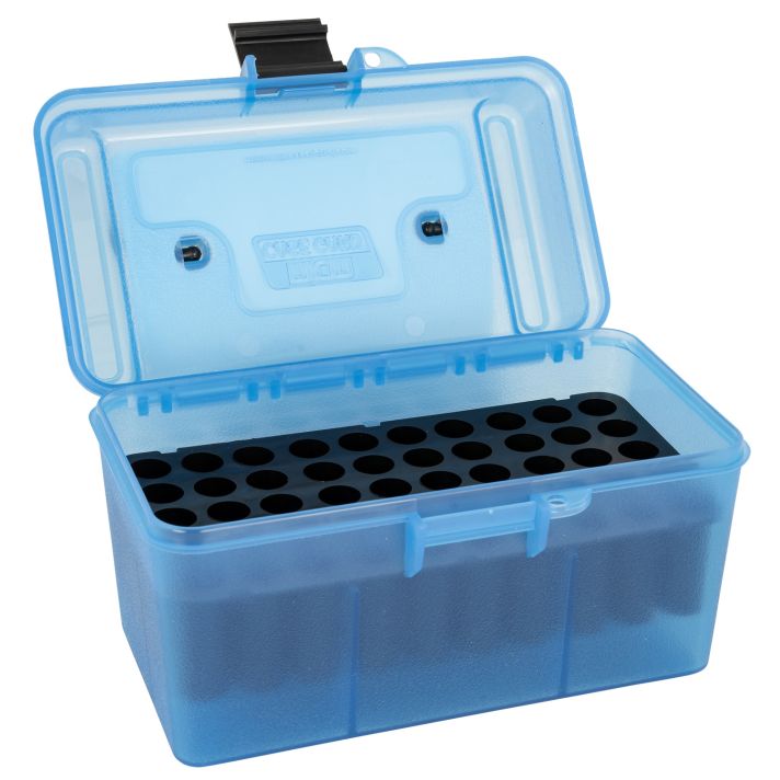 MTM Case-Gard H50RM24 Deluxe Ammo BoxRifle Clear Blue Polypropylene 50rd