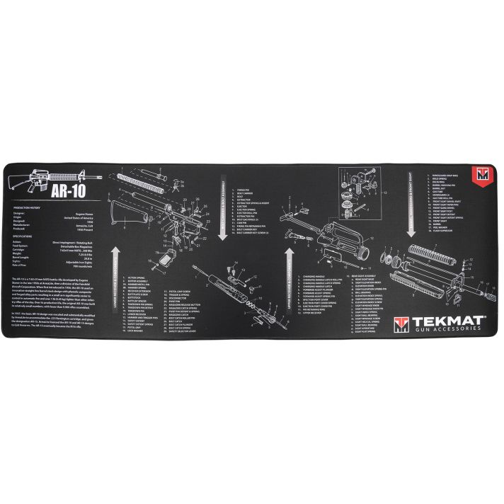TekMat TEKR44AR10 AR-10 Cleaning Mat Black/White Rubber 15"x44" AR-10 Parts Diagram