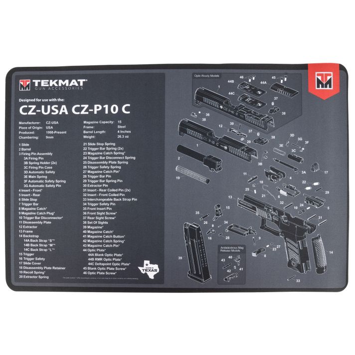 TekMat TEKR17CZP10C CZ P-10C Cleaning Mat Black/Gray Rubber 11"x17" CZ P-10C Parts Diagram