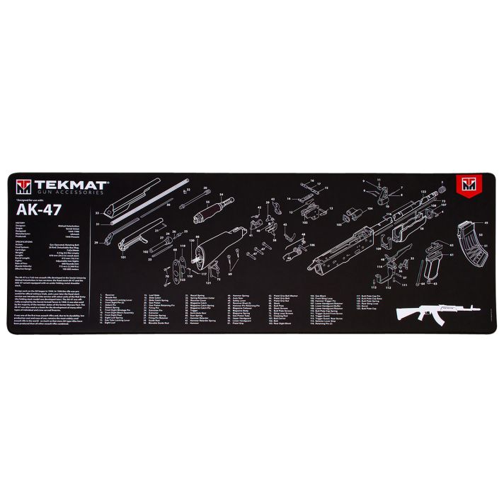 TekMat TEKR36AK47 AK-47 Cleaning Mat Black/White Rubber 12"x36" AK-47 Parts Diagram