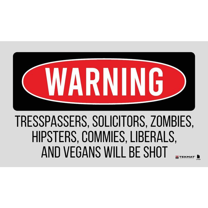 TekMat TEK42TRESPASSERS Trespassers Will Be Shot Door Mat Multi-Color Rubber 25"x42"