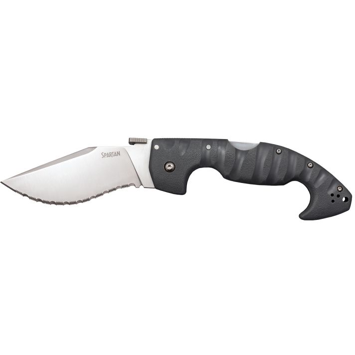 Cold Steel CS21SS Spartan4.50" Folding Clip Point Serrated Satin Griv-Ex Blade/6" Black Contoured Griv-Ex Handle Includes Belt Clip