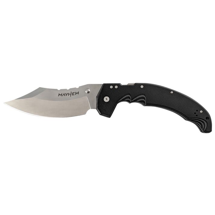 Cold Steel CSFL60DPLM Mayhem6" Folding Clip Point Modified Cleaver Plain Satin AUS-10A SS Blade/7.20" Black Contoured G10 Handle Includes Pocket Clip