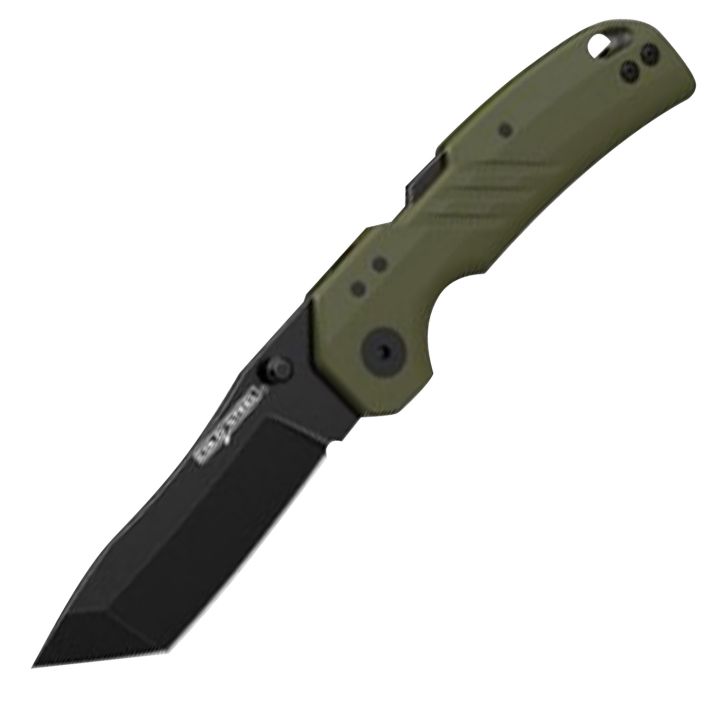 Cold Steel CSFL30DPLTBGZ Engage3" Folding Tanto Plain Black PVD Stonewashed 4116 SS Blade/4.11" OD Green GFN Handle Includes Belt Clip