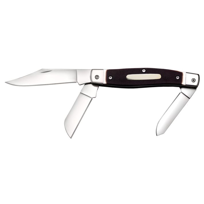 Cold Steel CSFLSTKMN Stockman2"/2.30"/3.50" Folding Clip/Sheepsfoot/Spey Plain 8Cr13MoV SS Blade/Rough Black w/Polished Bolsters Bone Handle